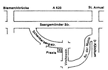 Anfahrtsskizze zur Saarbrücker Praxis 